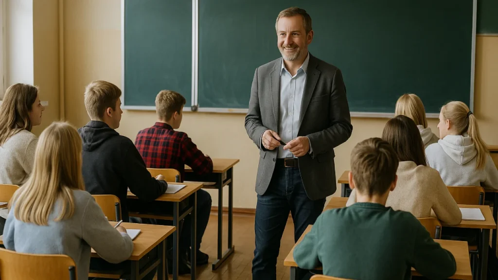 Uczniowie w szkole w Ełku podczas zajęć lekcyjnych